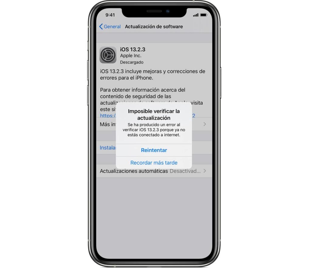 Error de actualización iOS