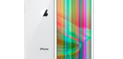iPhone con pantalla de lineas verticales