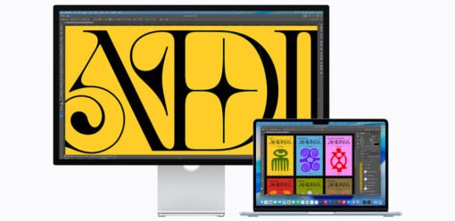 MacBook and Studio Display in an Apple newsroom image